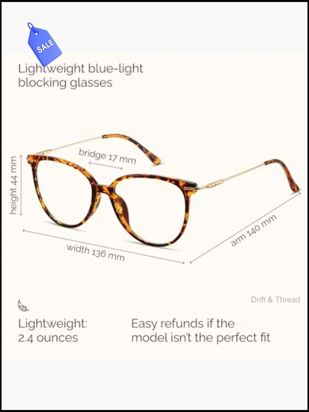 Round Blue Light Blocking Glasses UV400 TR90 Frame